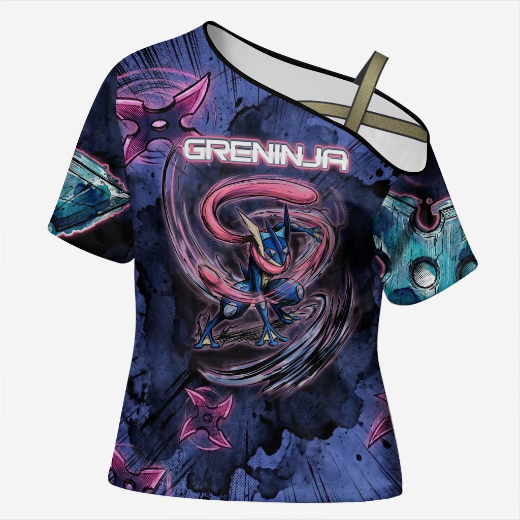 Greninja Ninja Star Cross Shoulder Shirt Greninja in the Ninja Storm Realm