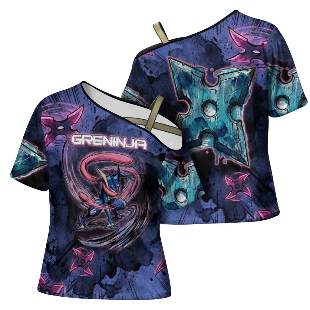 Greninja Ninja Star Cross Shoulder Shirt Greninja in the Ninja Storm Realm