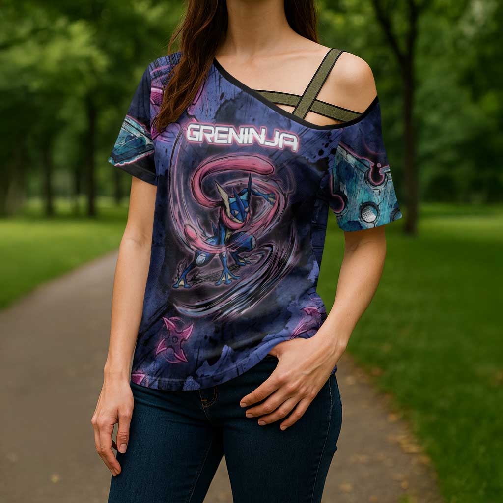 Greninja Ninja Star Cross Shoulder Shirt Greninja in the Ninja Storm Realm
