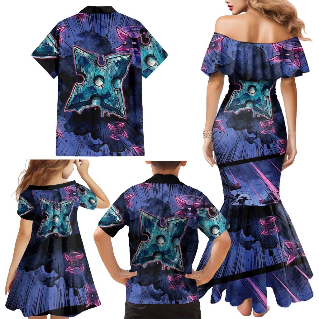 Greninja Ninja Star Family Matching Mermaid Dress and Hawaiian Shirt Greninja in the Ninja Storm Realm