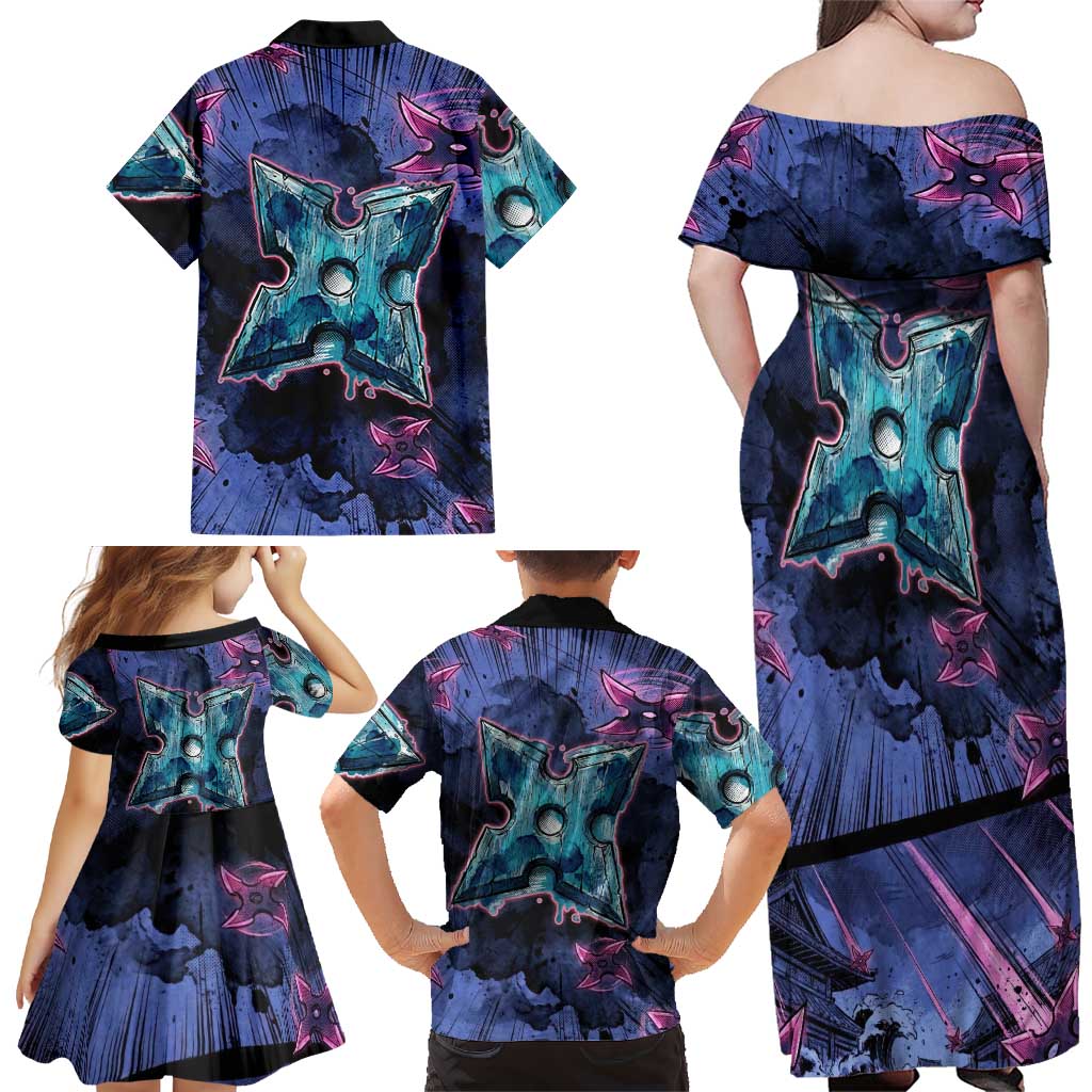 Greninja Ninja Star Family Matching Off Shoulder Maxi Dress and Hawaiian Shirt Greninja in the Ninja Storm Realm