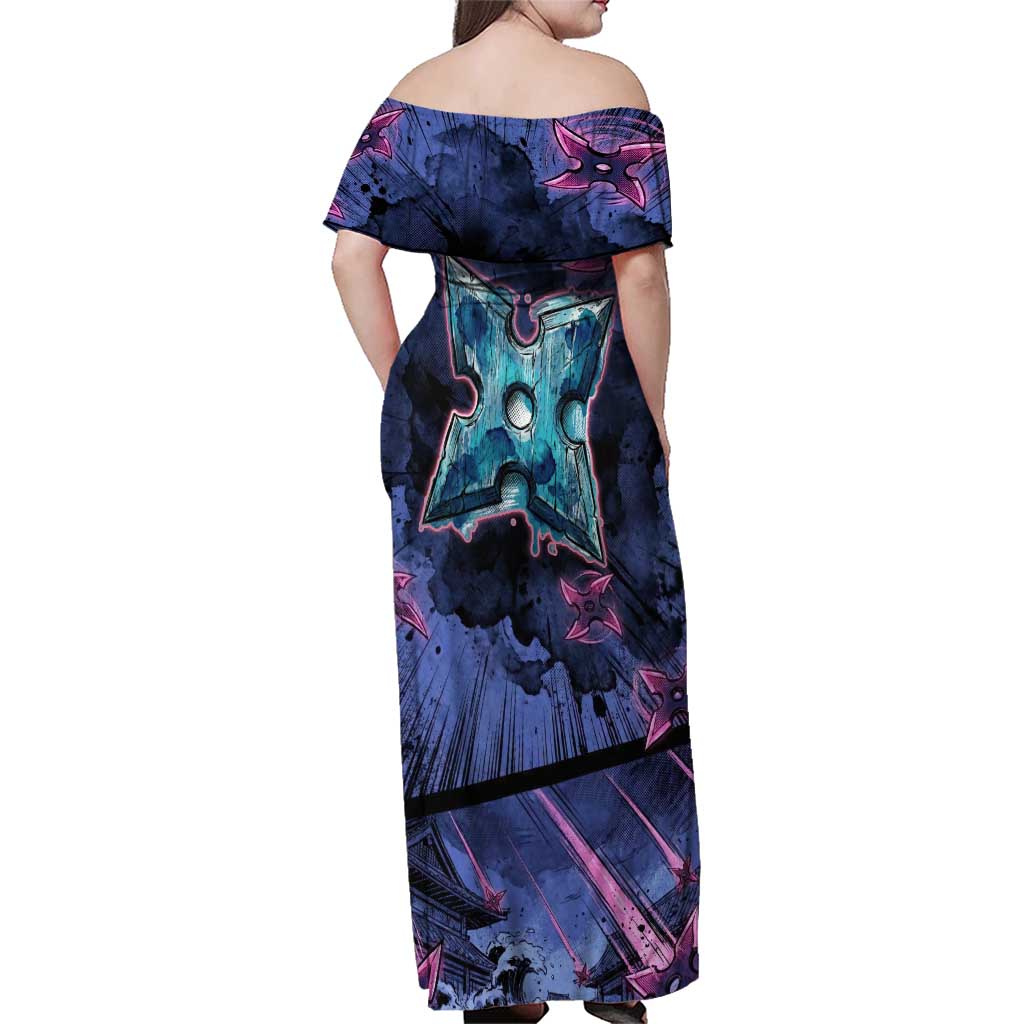 Greninja Ninja Star Family Matching Off Shoulder Maxi Dress and Hawaiian Shirt Greninja in the Ninja Storm Realm
