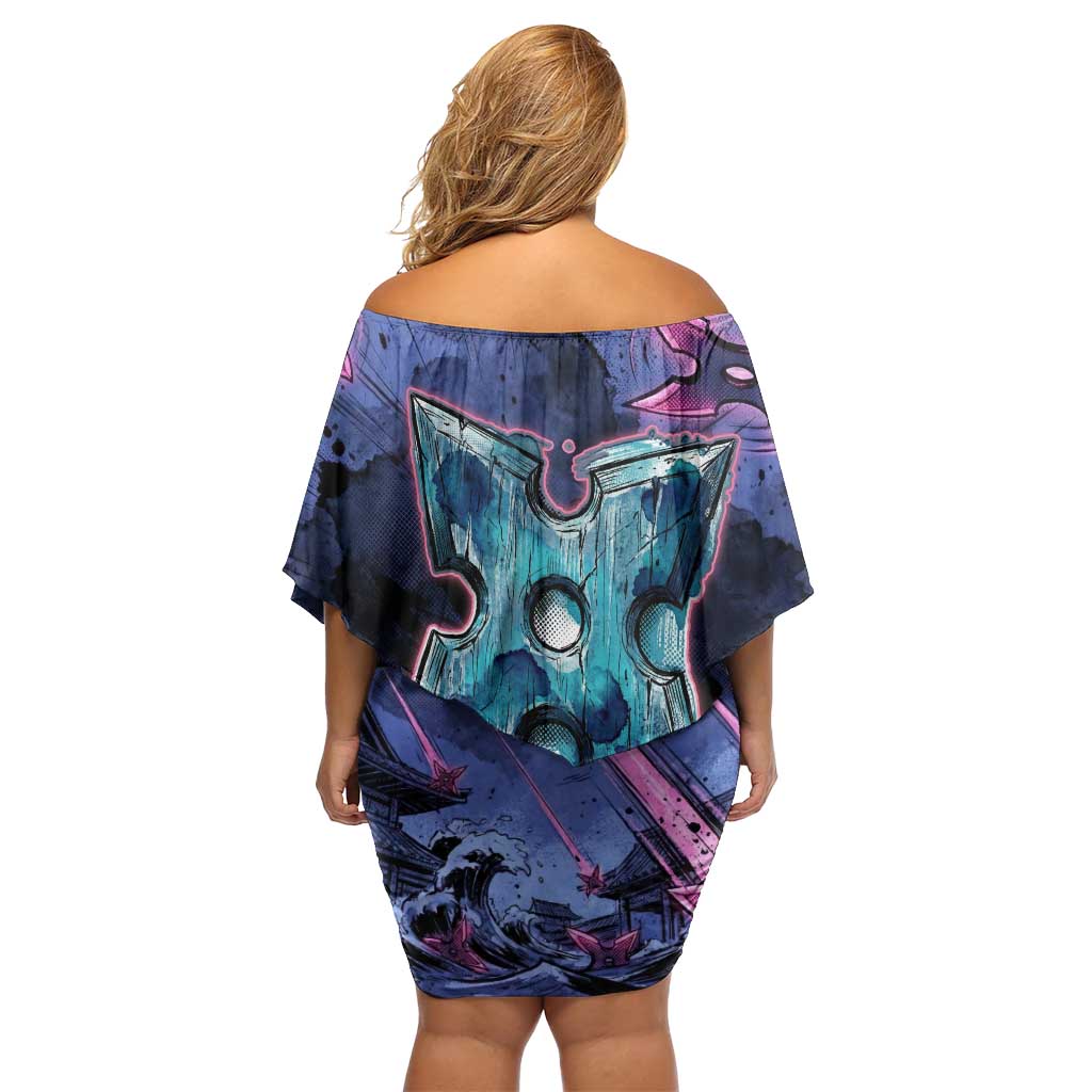 Greninja Ninja Star Family Matching Off Shoulder Short Dress and Hawaiian Shirt Greninja in the Ninja Storm Realm