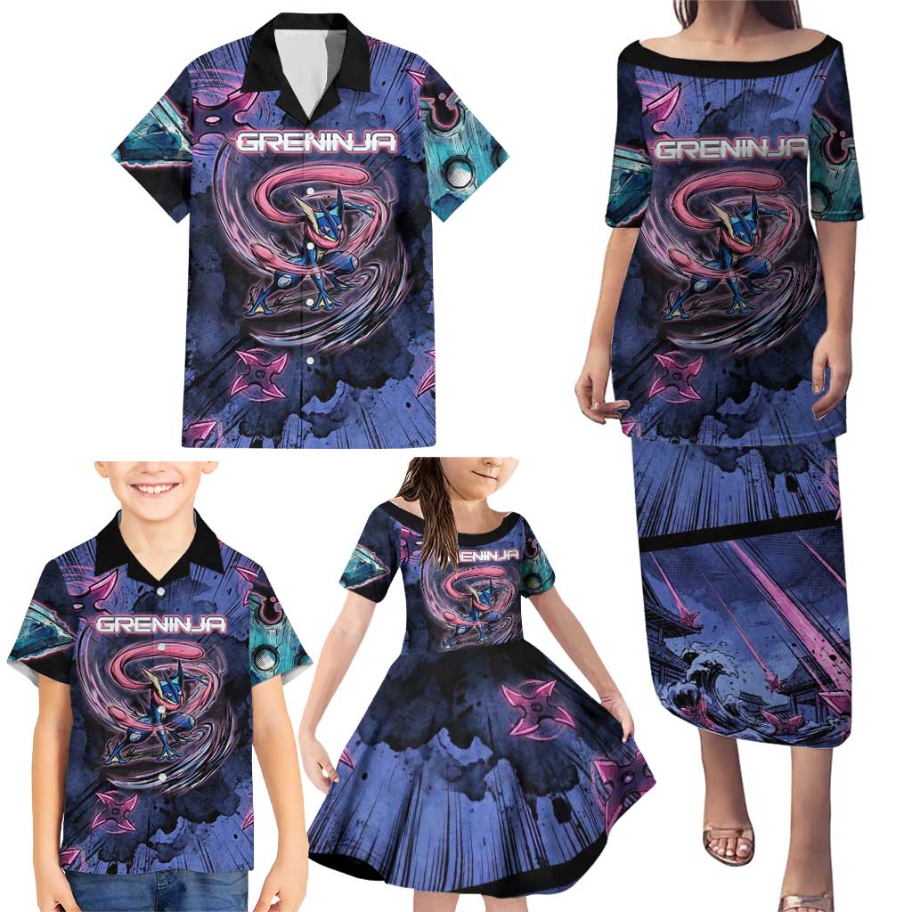 Greninja Ninja Star Family Matching Puletasi and Hawaiian Shirt Greninja in the Ninja Storm Realm