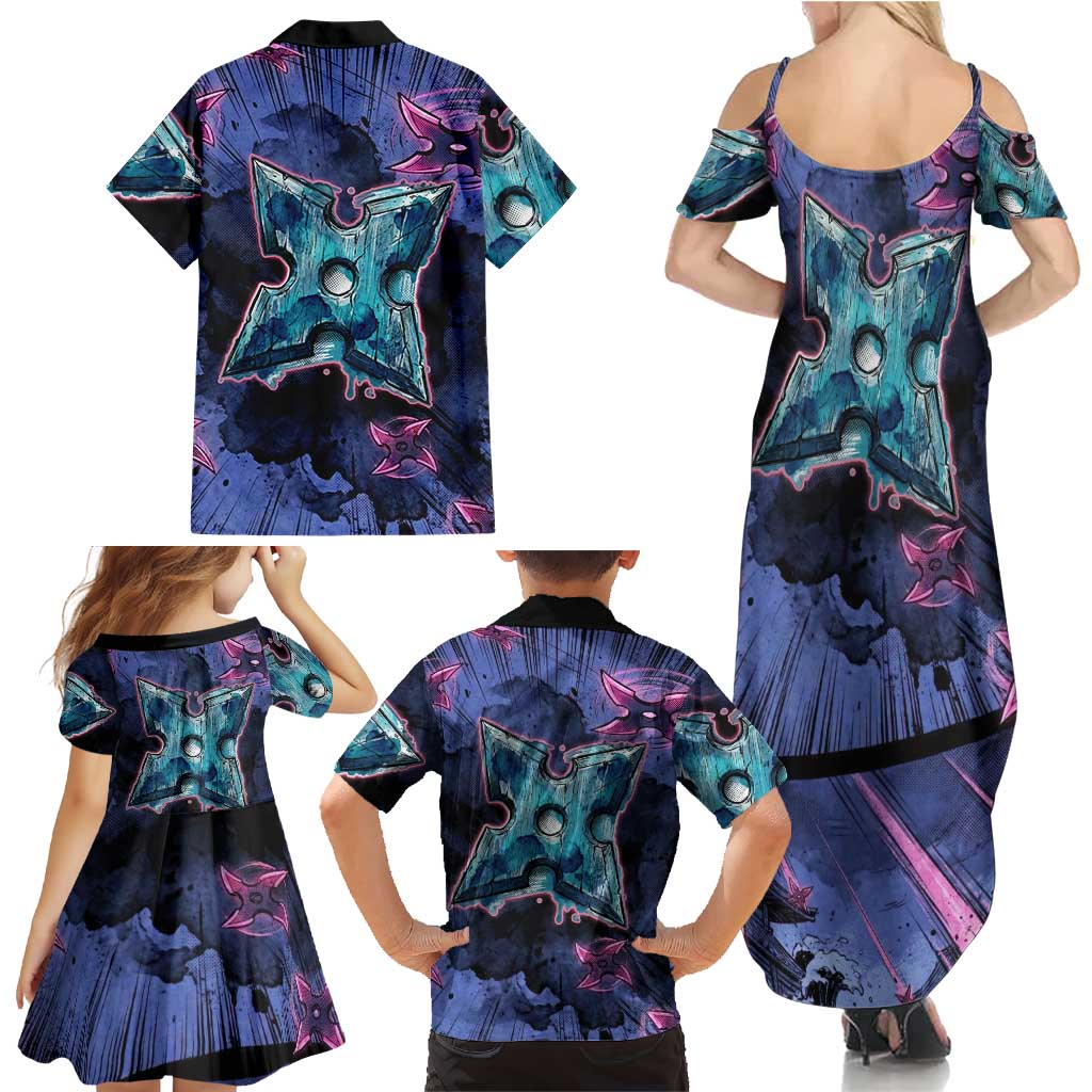 Greninja Ninja Star Family Matching Summer Maxi Dress and Hawaiian Shirt Greninja in the Ninja Storm Realm