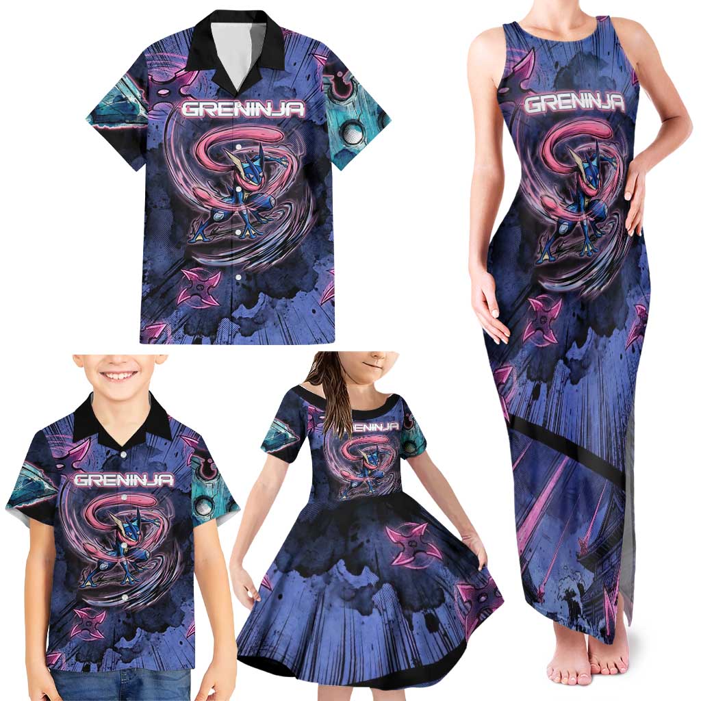 Greninja Ninja Star Family Matching Tank Maxi Dress and Hawaiian Shirt Greninja in the Ninja Storm Realm