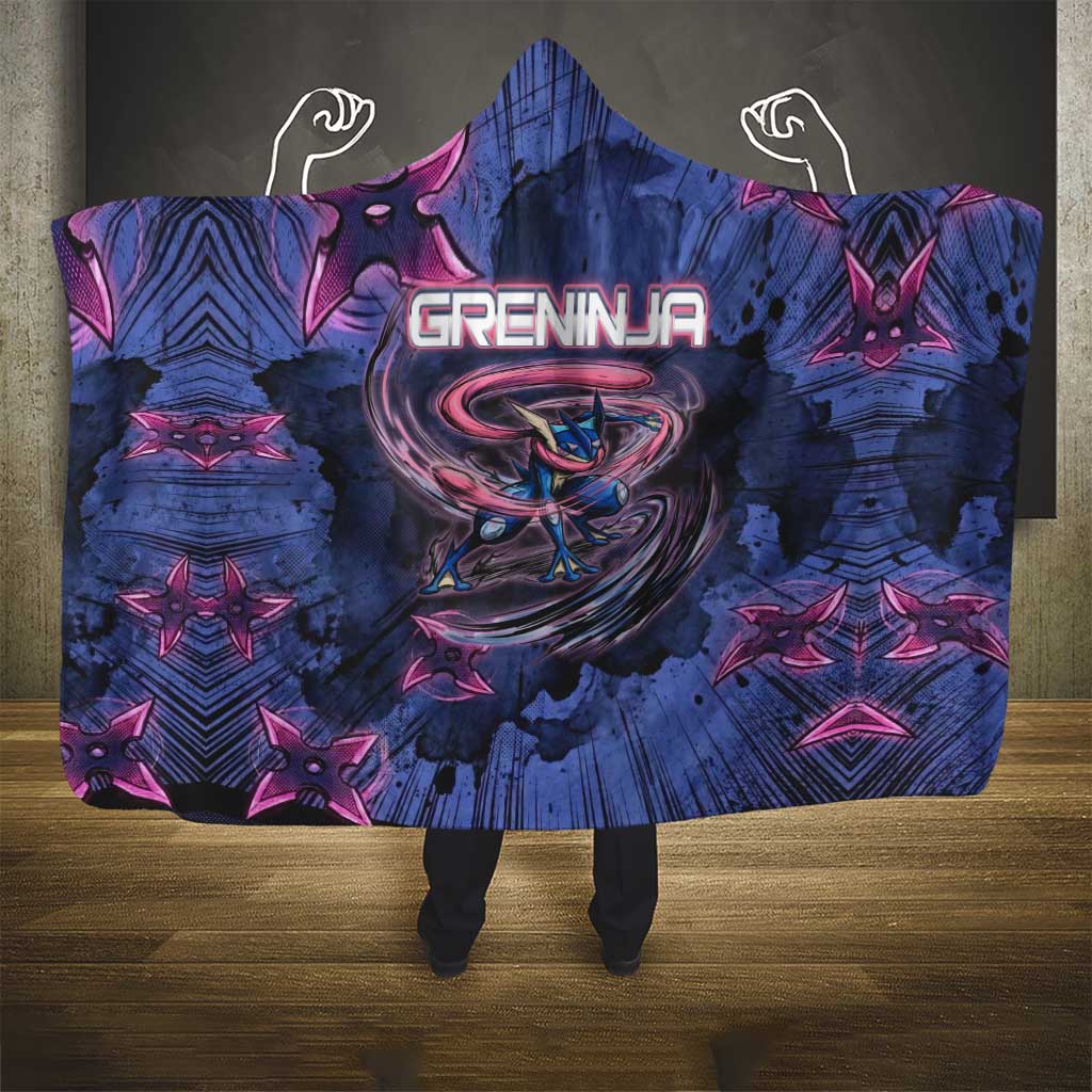 Greninja Ninja Star Hooded Blanket Greninja in the Ninja Storm Realm