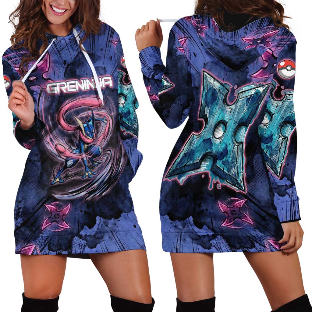 Greninja Ninja Star Hoodie Dress Greninja in the Ninja Storm Realm