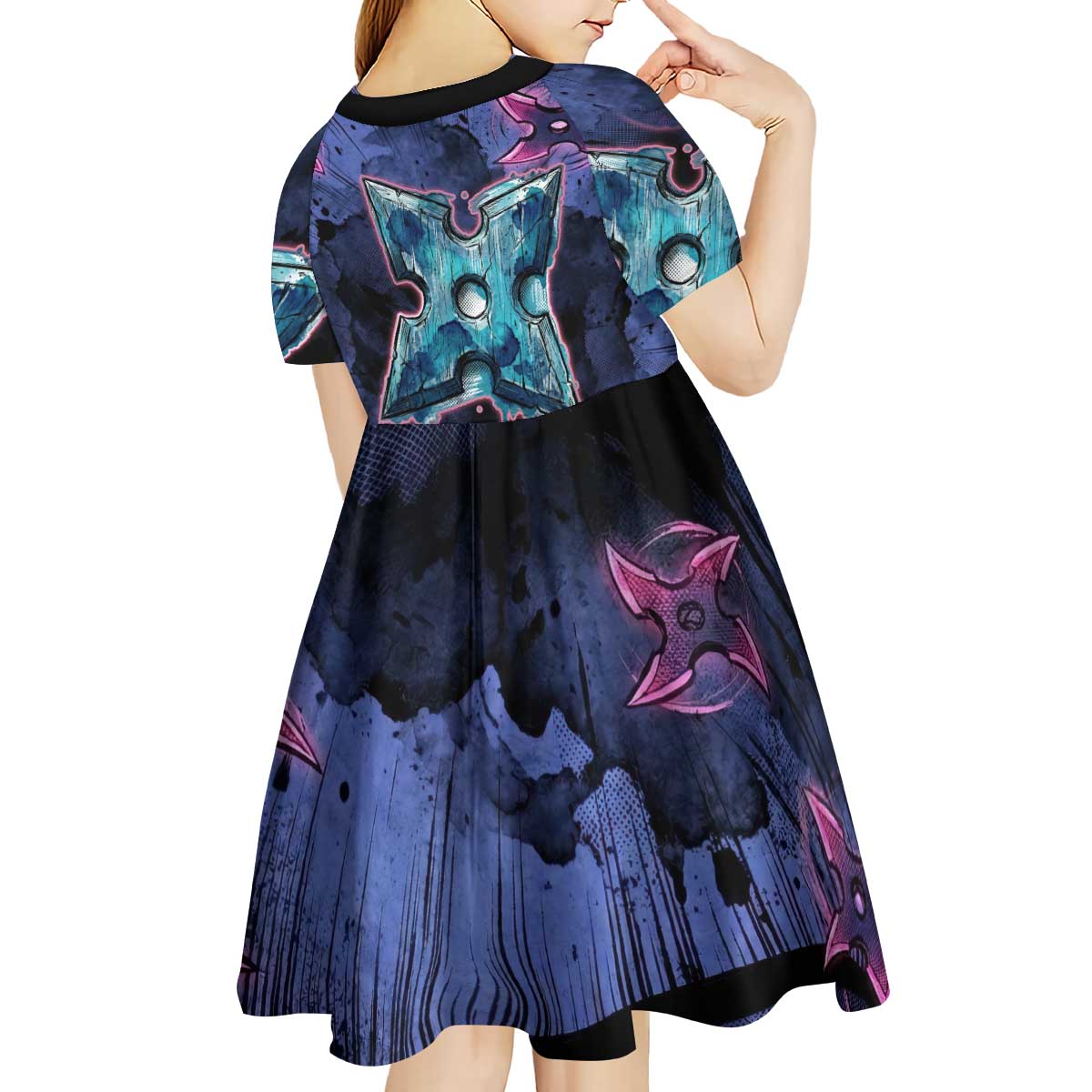Greninja Ninja Star Kid Short Sleeve Dress Greninja in the Ninja Storm Realm