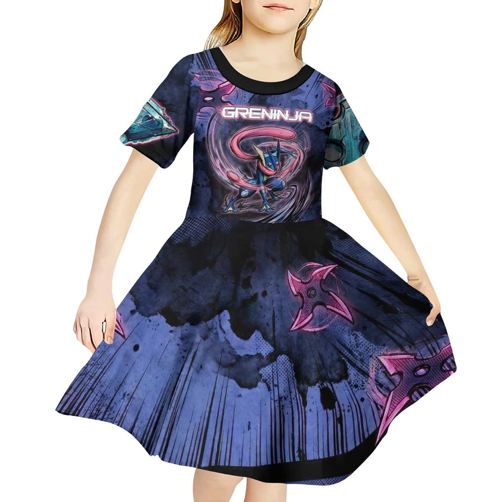 Greninja Ninja Star Kid Short Sleeve Dress Greninja in the Ninja Storm Realm