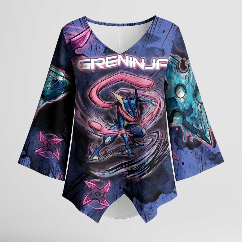 Greninja Ninja Star Kimono Sleeve Blouse Greninja in the Ninja Storm Realm