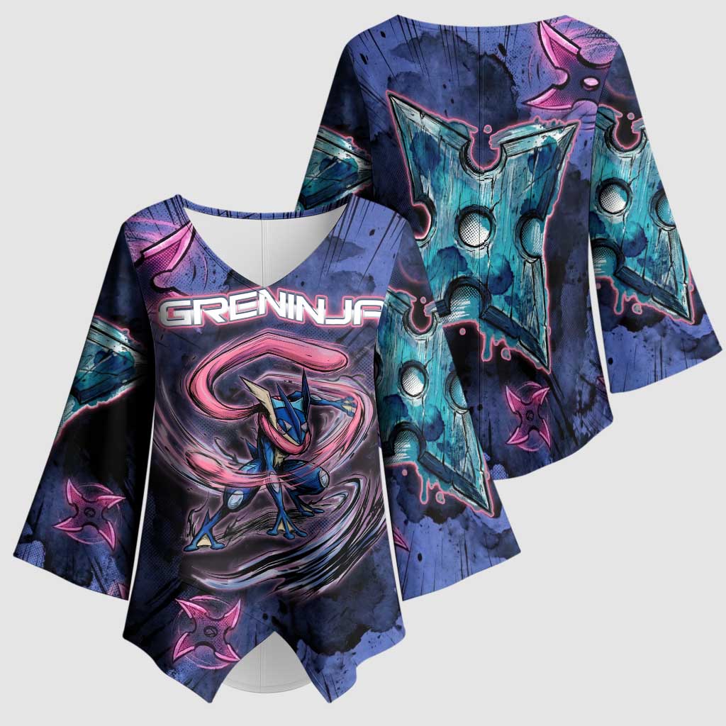 Greninja Ninja Star Kimono Sleeve Blouse Greninja in the Ninja Storm Realm