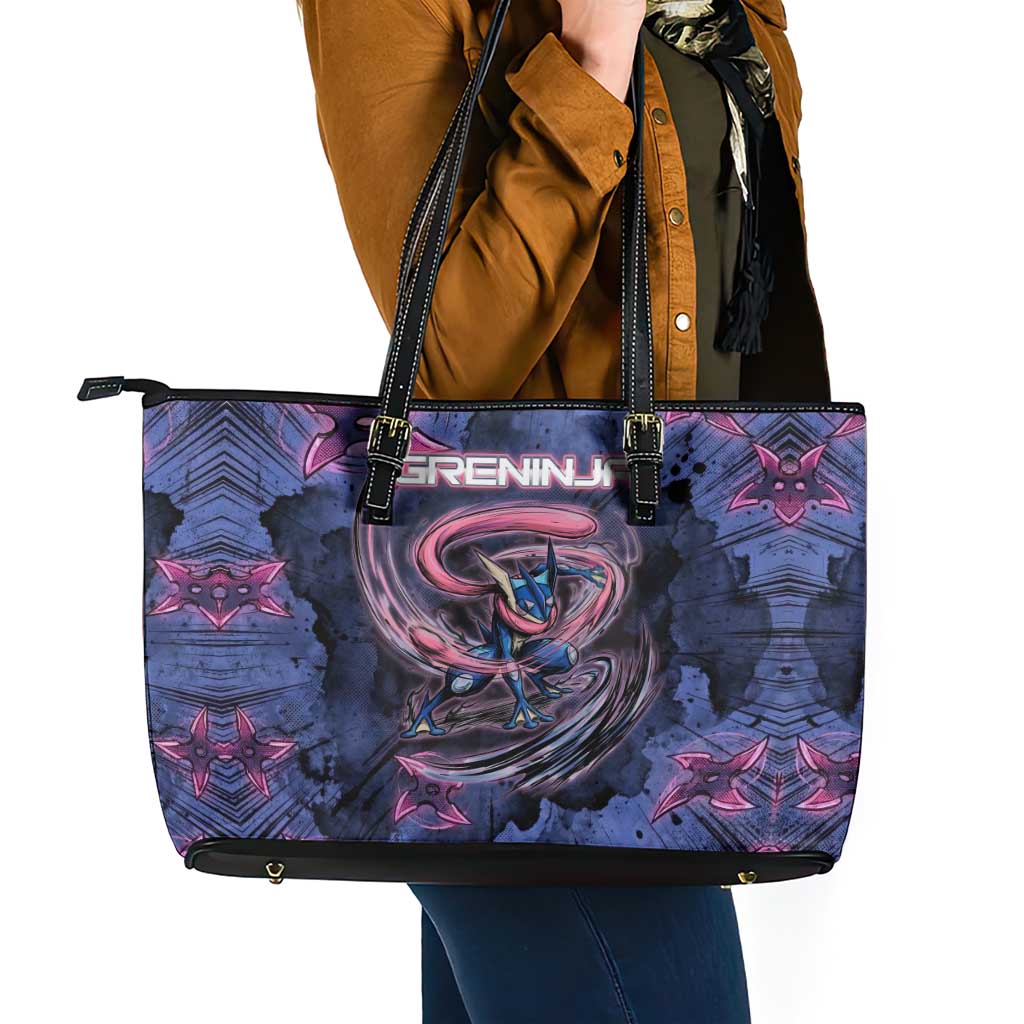 Greninja Ninja Star Leather Tote Bag Greninja in the Ninja Storm Realm
