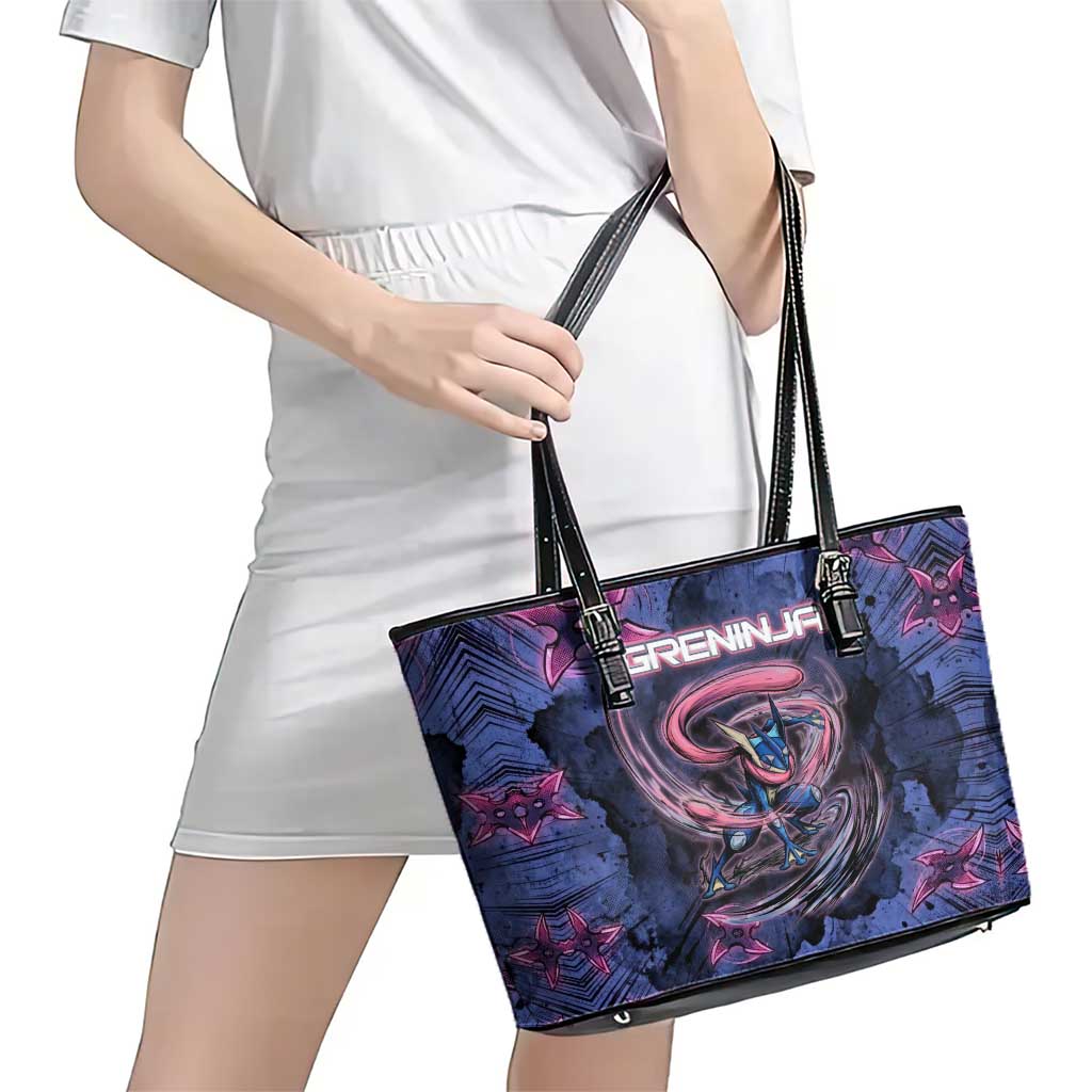 Greninja Ninja Star Leather Tote Bag Greninja in the Ninja Storm Realm