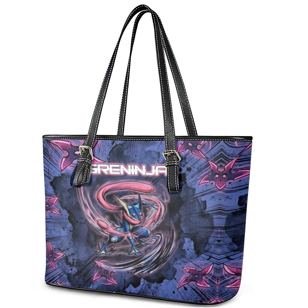 Greninja Ninja Star Leather Tote Bag Greninja in the Ninja Storm Realm
