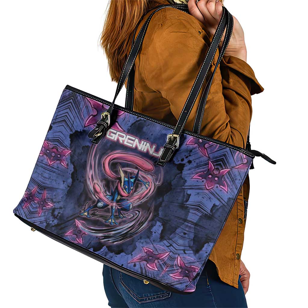 Greninja Ninja Star Leather Tote Bag Greninja in the Ninja Storm Realm