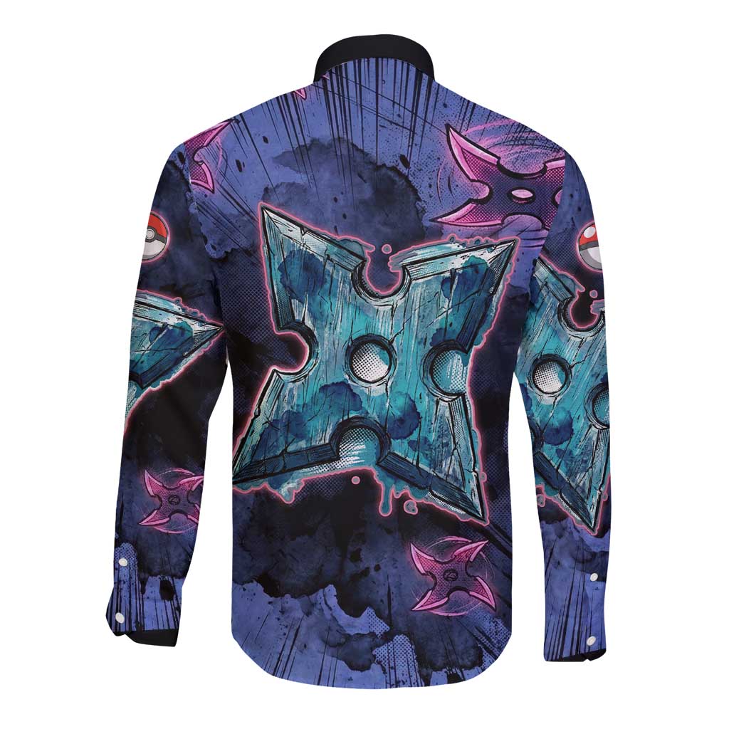 Greninja Ninja Star Long Sleeve Button Shirt Greninja in the Ninja Storm Realm