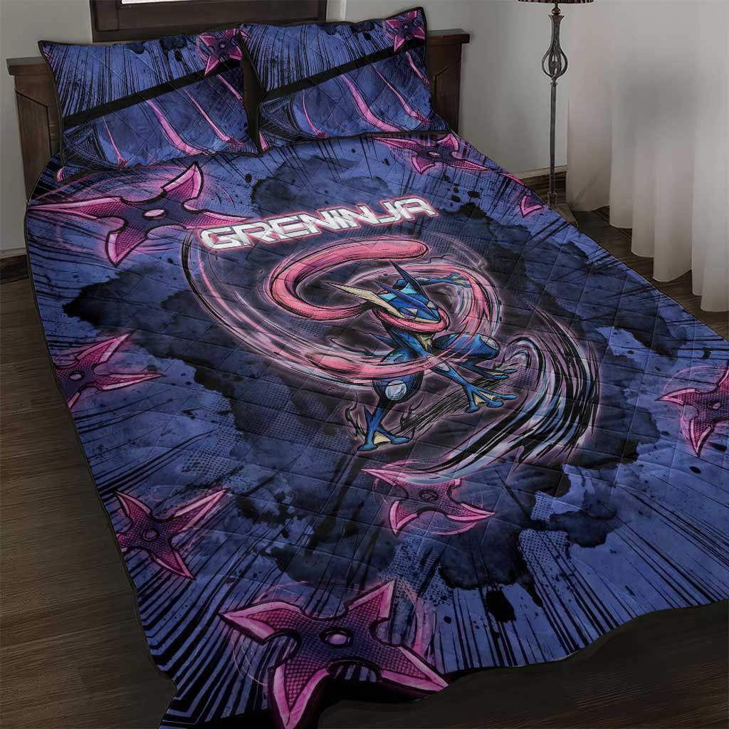 Greninja Ninja Star Quilt Bed Set Greninja in the Ninja Storm Realm