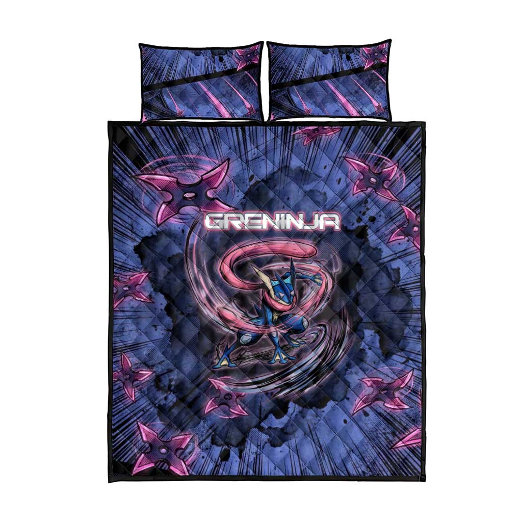 Greninja Ninja Star Quilt Bed Set Greninja in the Ninja Storm Realm