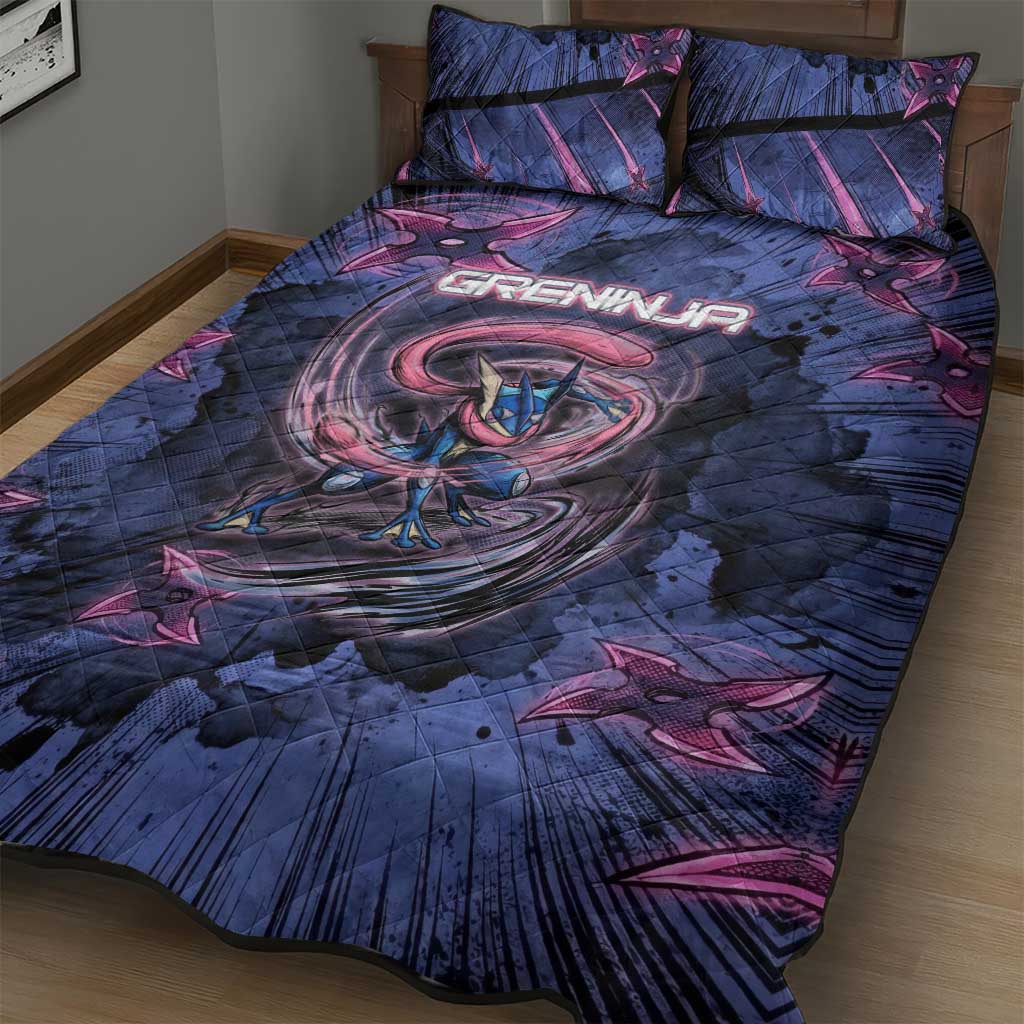 Greninja Ninja Star Quilt Bed Set Greninja in the Ninja Storm Realm