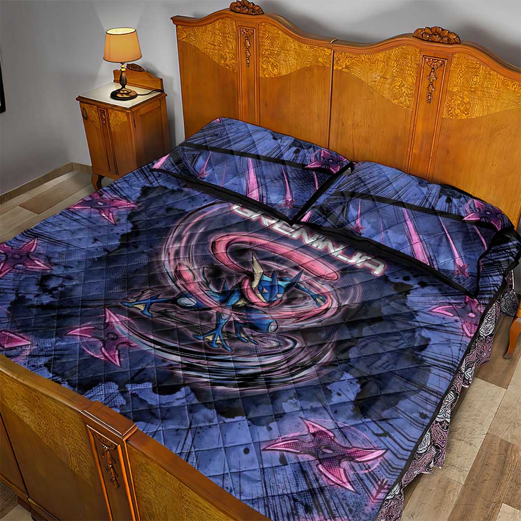 Greninja Ninja Star Quilt Bed Set Greninja in the Ninja Storm Realm