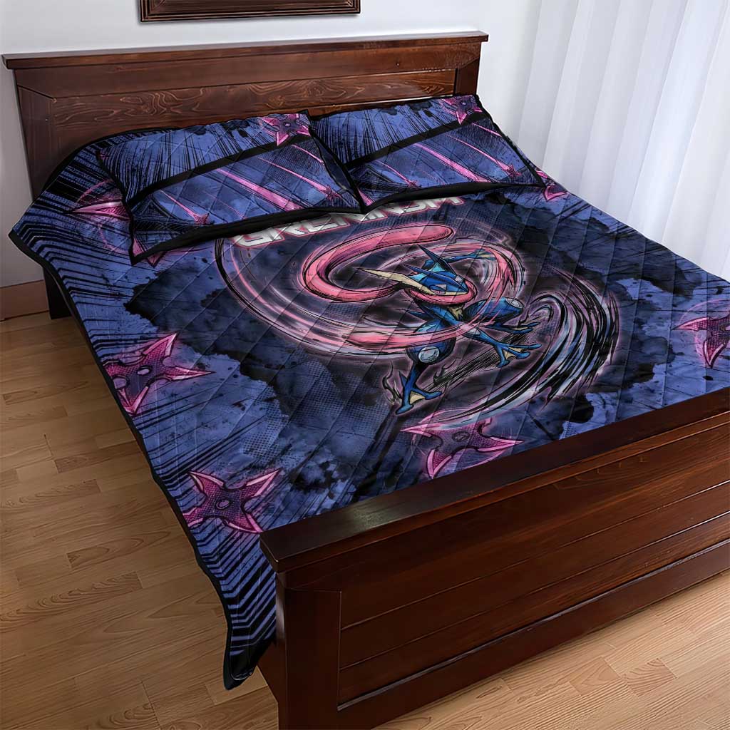 Greninja Ninja Star Quilt Bed Set Greninja in the Ninja Storm Realm