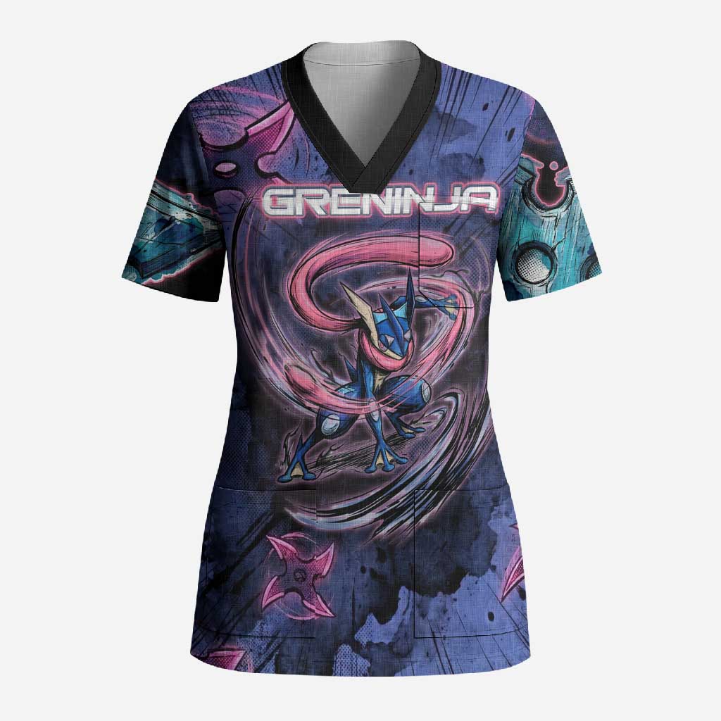 Greninja Ninja Star Scrub Top Greninja in the Ninja Storm Realm
