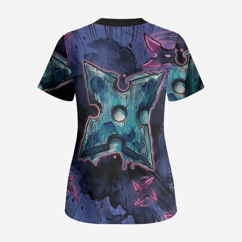 Greninja Ninja Star Scrub Top Greninja in the Ninja Storm Realm