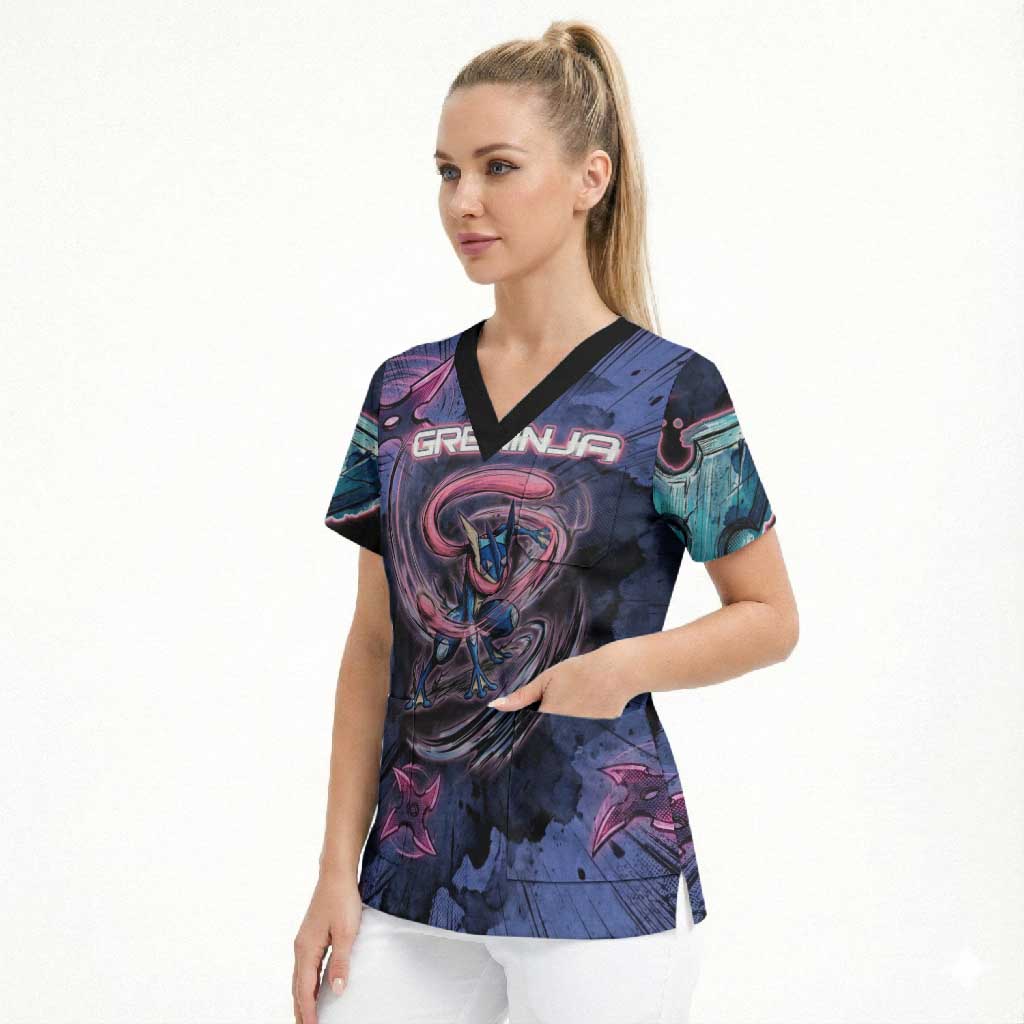 Greninja Ninja Star Scrub Top Greninja in the Ninja Storm Realm