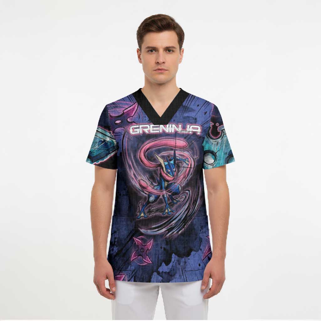 Greninja Ninja Star Scrub Top Greninja in the Ninja Storm Realm