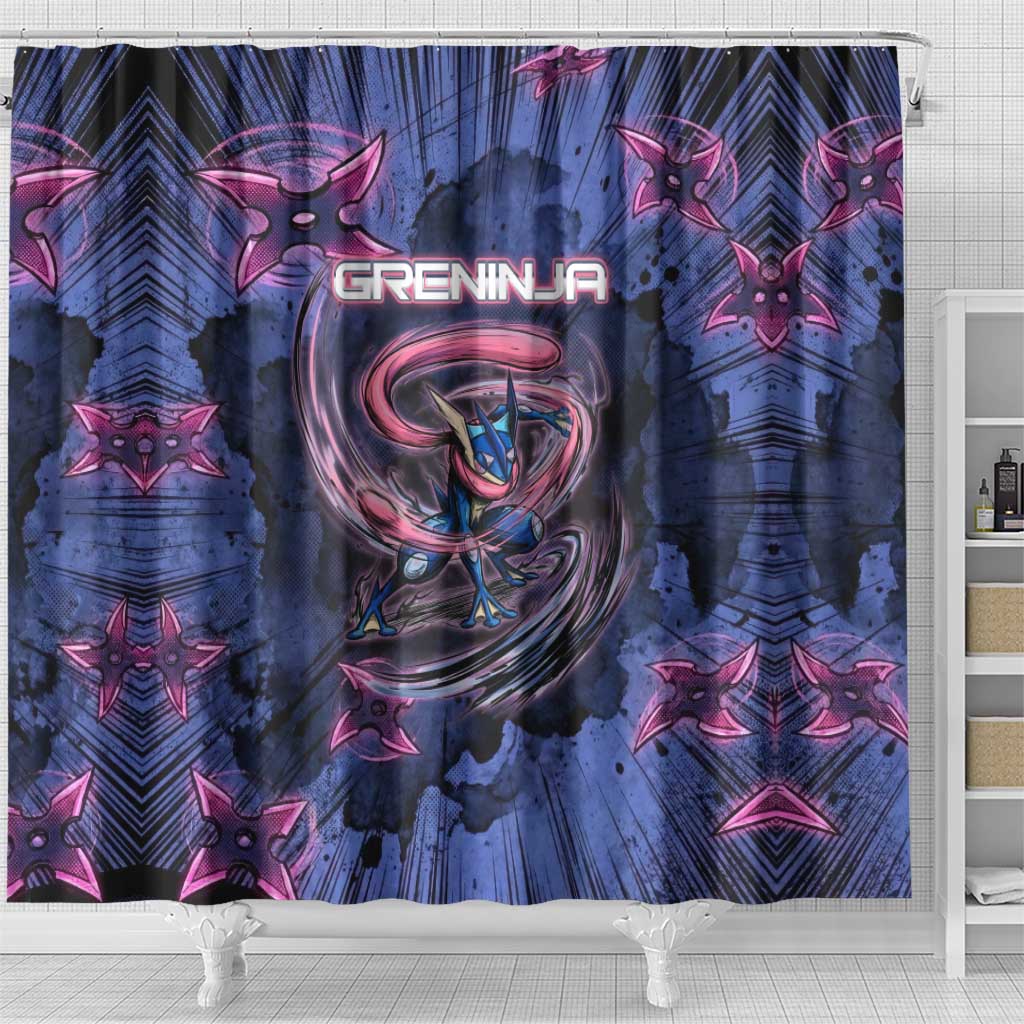 Greninja Ninja Star Shower Curtain Greninja in the Ninja Storm Realm