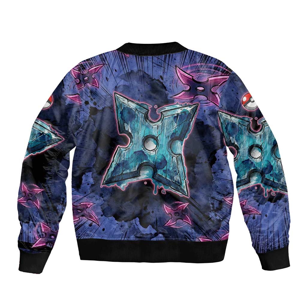 Greninja Ninja Star Sleeve Zip Bomber Jacket Greninja in the Ninja Storm Realm