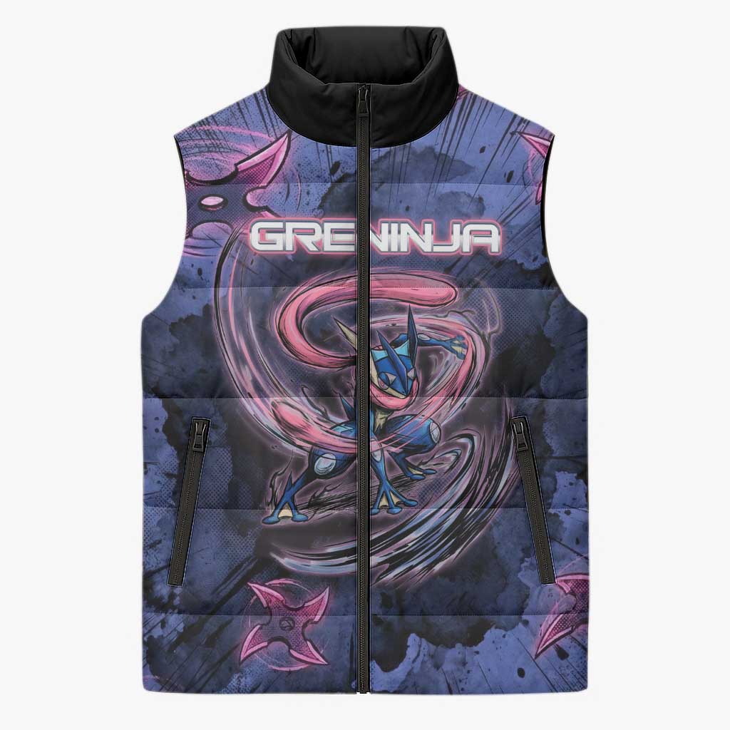 Greninja Ninja Star Sleeveless Puffer Jacket Greninja in the Ninja Storm Realm