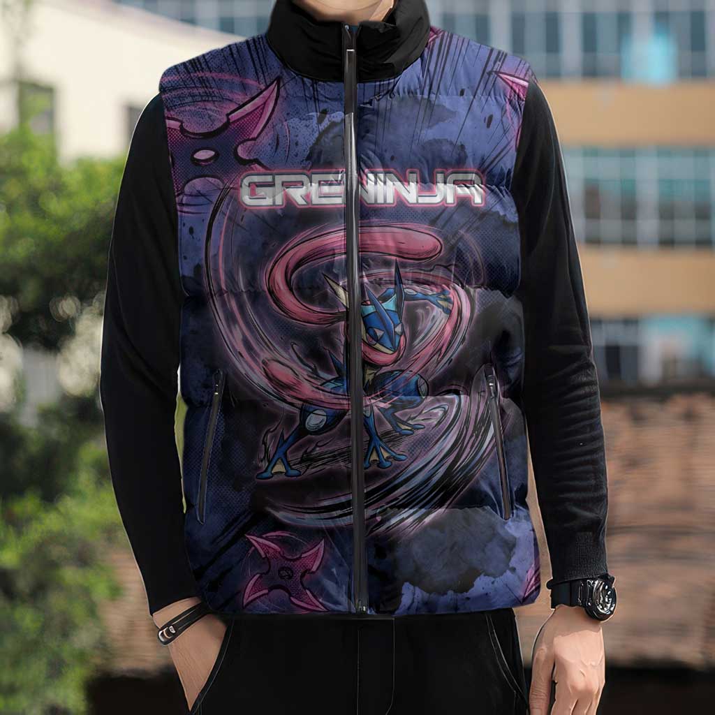 Greninja Ninja Star Sleeveless Puffer Jacket Greninja in the Ninja Storm Realm