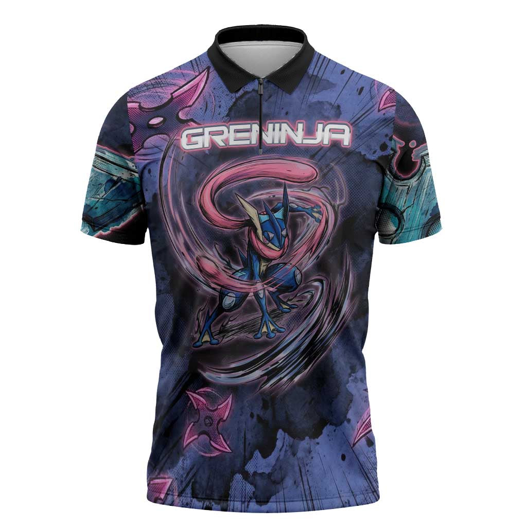Greninja Ninja Star Zipper Polo Shirt Greninja in the Ninja Storm Realm