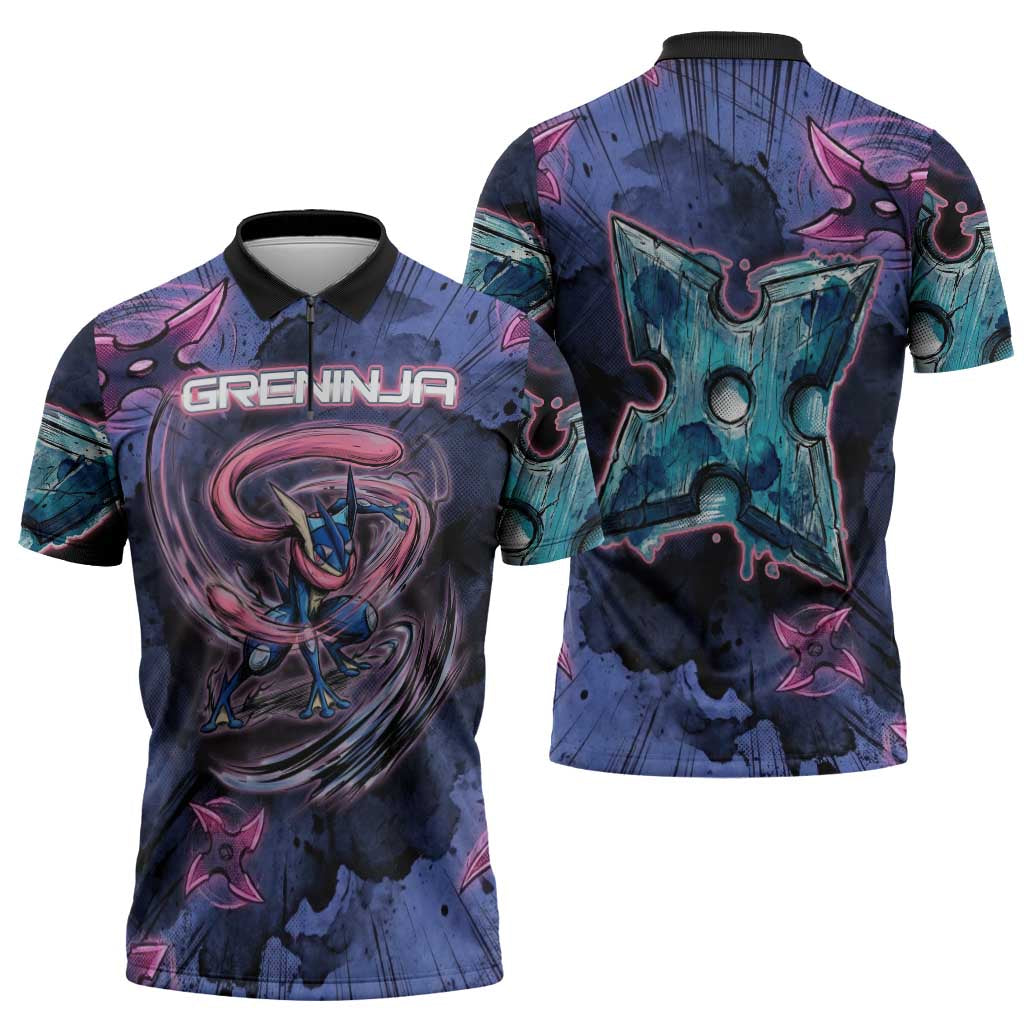 Greninja Ninja Star Zipper Polo Shirt Greninja in the Ninja Storm Realm