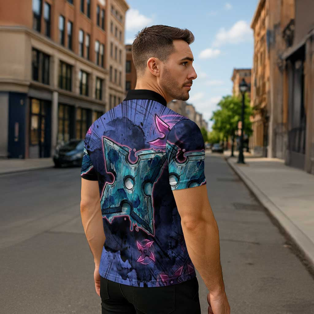 Greninja Ninja Star Zipper Polo Shirt Greninja in the Ninja Storm Realm