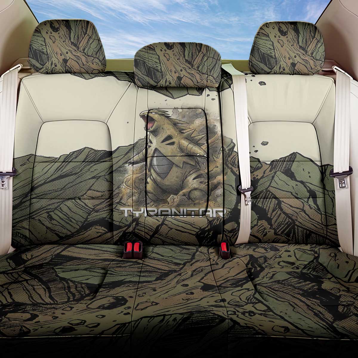 Tyranitar Rock Smash Back Car Seat Cover Tyranitar’s Seismic Roar - Monster of the Mountains