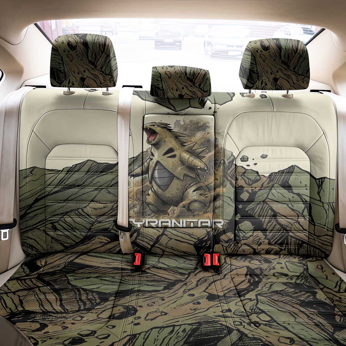 Tyranitar Rock Smash Back Car Seat Cover Tyranitar’s Seismic Roar - Monster of the Mountains
