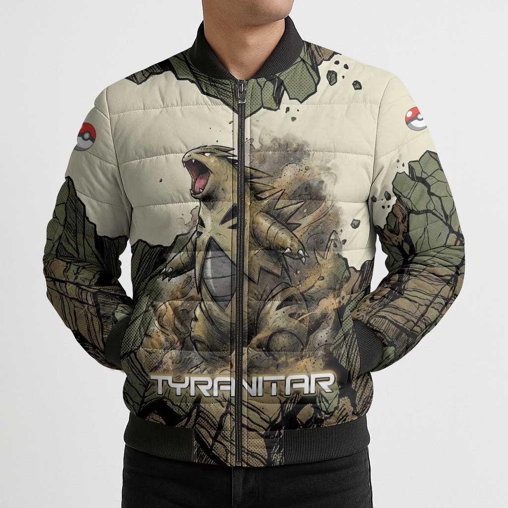Tyranitar Rock Smash Bomber Puffer Jacket Tyranitar’s Seismic Roar - Monster of the Mountains