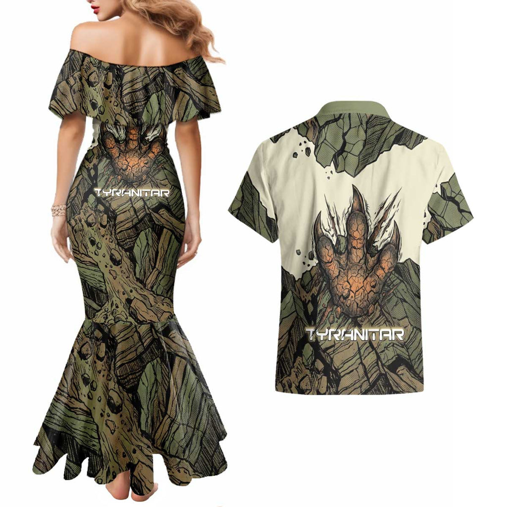 Tyranitar Rock Smash Couples Matching Mermaid Dress and Hawaiian Shirt Tyranitar’s Seismic Roar - Monster of the Mountains
