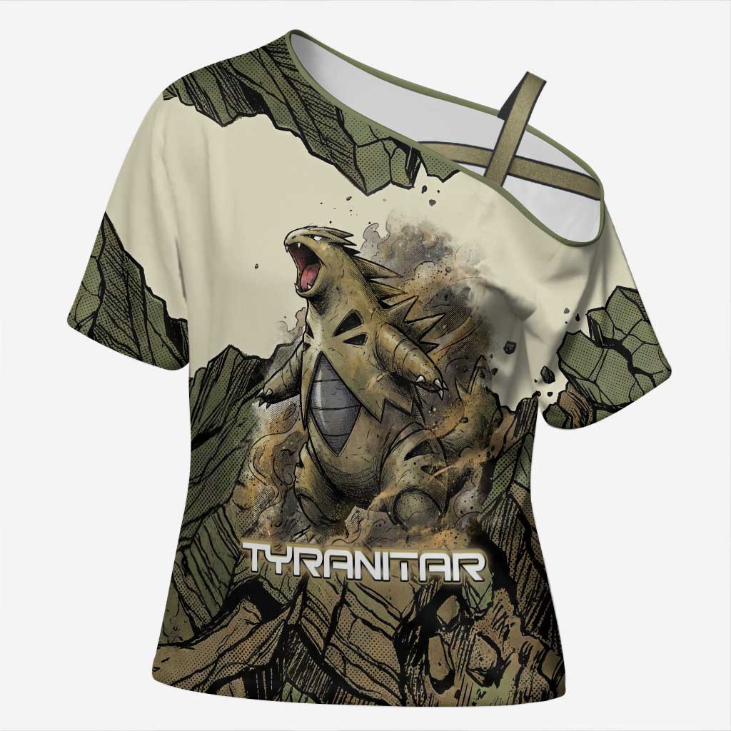 Tyranitar Rock Smash Cross Shoulder Shirt Tyranitar’s Seismic Roar - Monster of the Mountains
