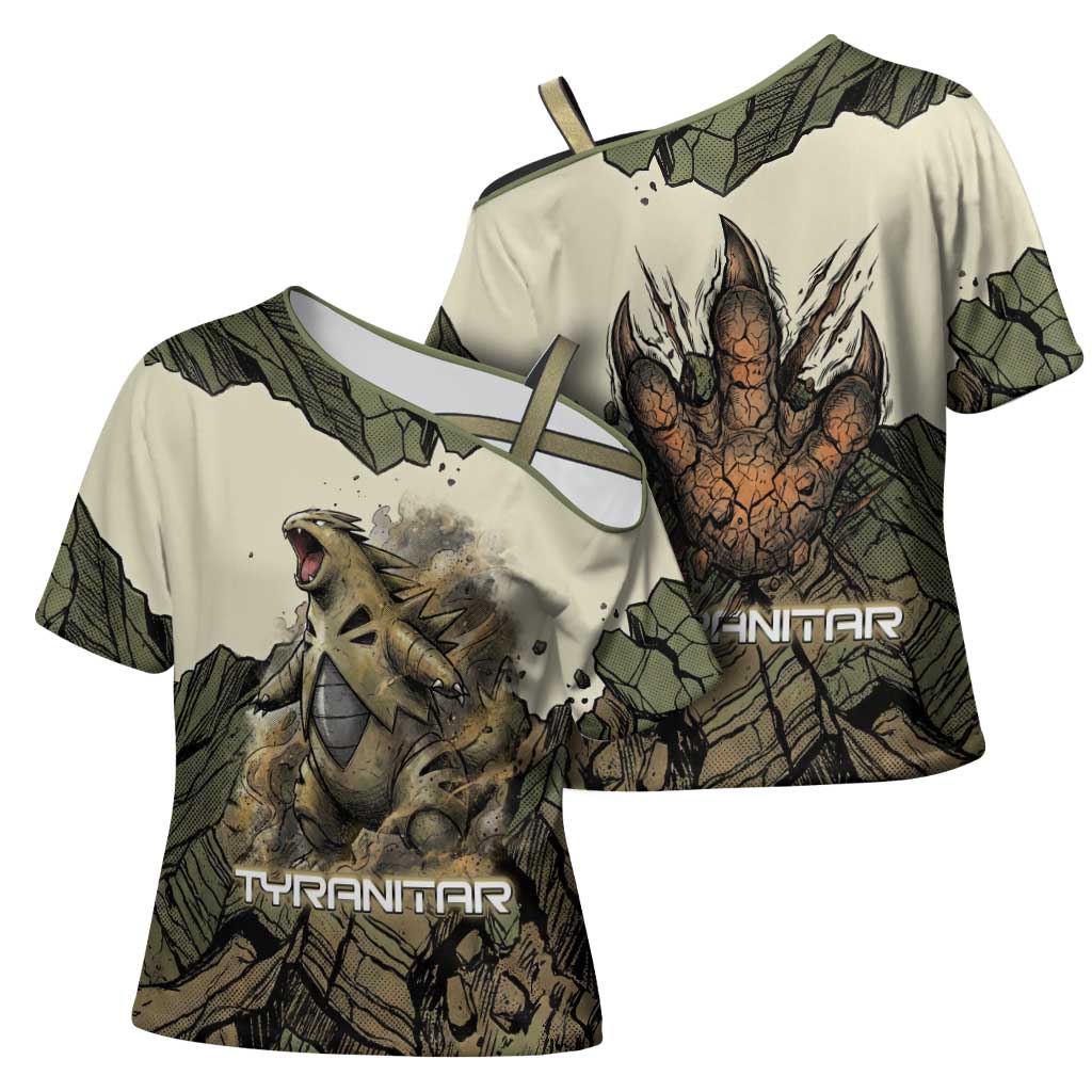 Tyranitar Rock Smash Cross Shoulder Shirt Tyranitar’s Seismic Roar - Monster of the Mountains