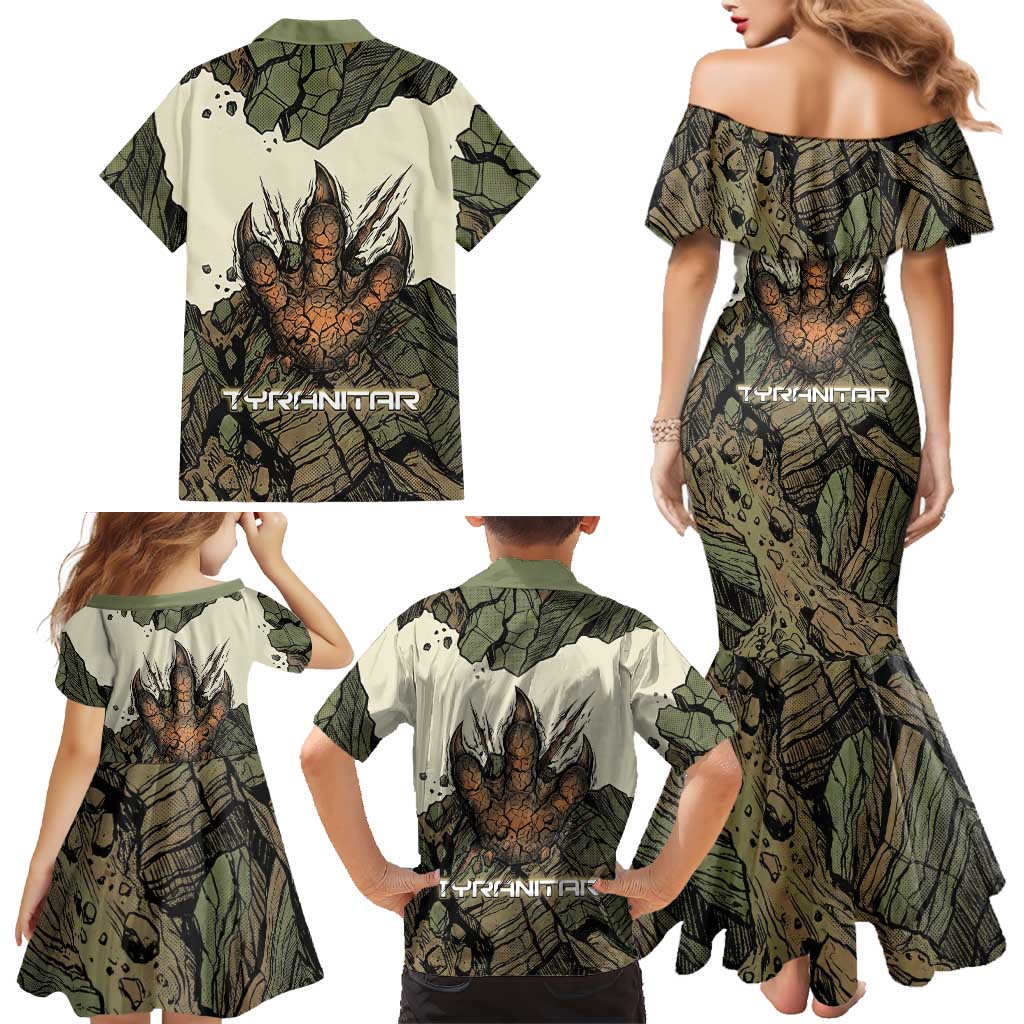 Tyranitar Rock Smash Family Matching Mermaid Dress and Hawaiian Shirt Tyranitar’s Seismic Roar - Monster of the Mountains