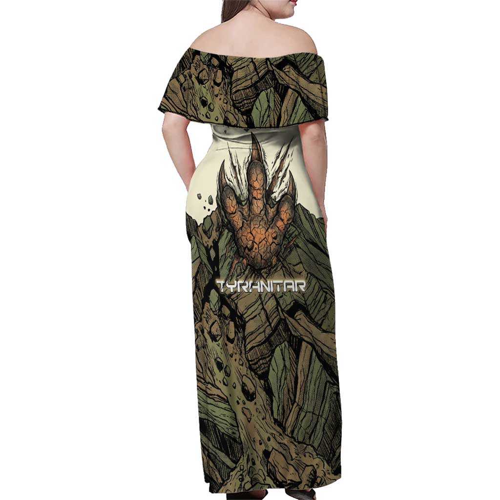 Tyranitar Rock Smash Family Matching Off Shoulder Maxi Dress and Hawaiian Shirt Tyranitar’s Seismic Roar - Monster of the Mountains