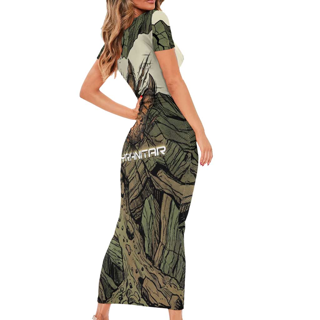 Tyranitar Rock Smash Family Matching Short Sleeve Bodycon Dress and Hawaiian Shirt Tyranitar’s Seismic Roar - Monster of the Mountains