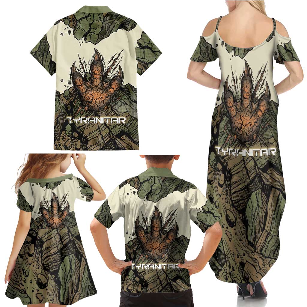 Tyranitar Rock Smash Family Matching Summer Maxi Dress and Hawaiian Shirt Tyranitar’s Seismic Roar - Monster of the Mountains