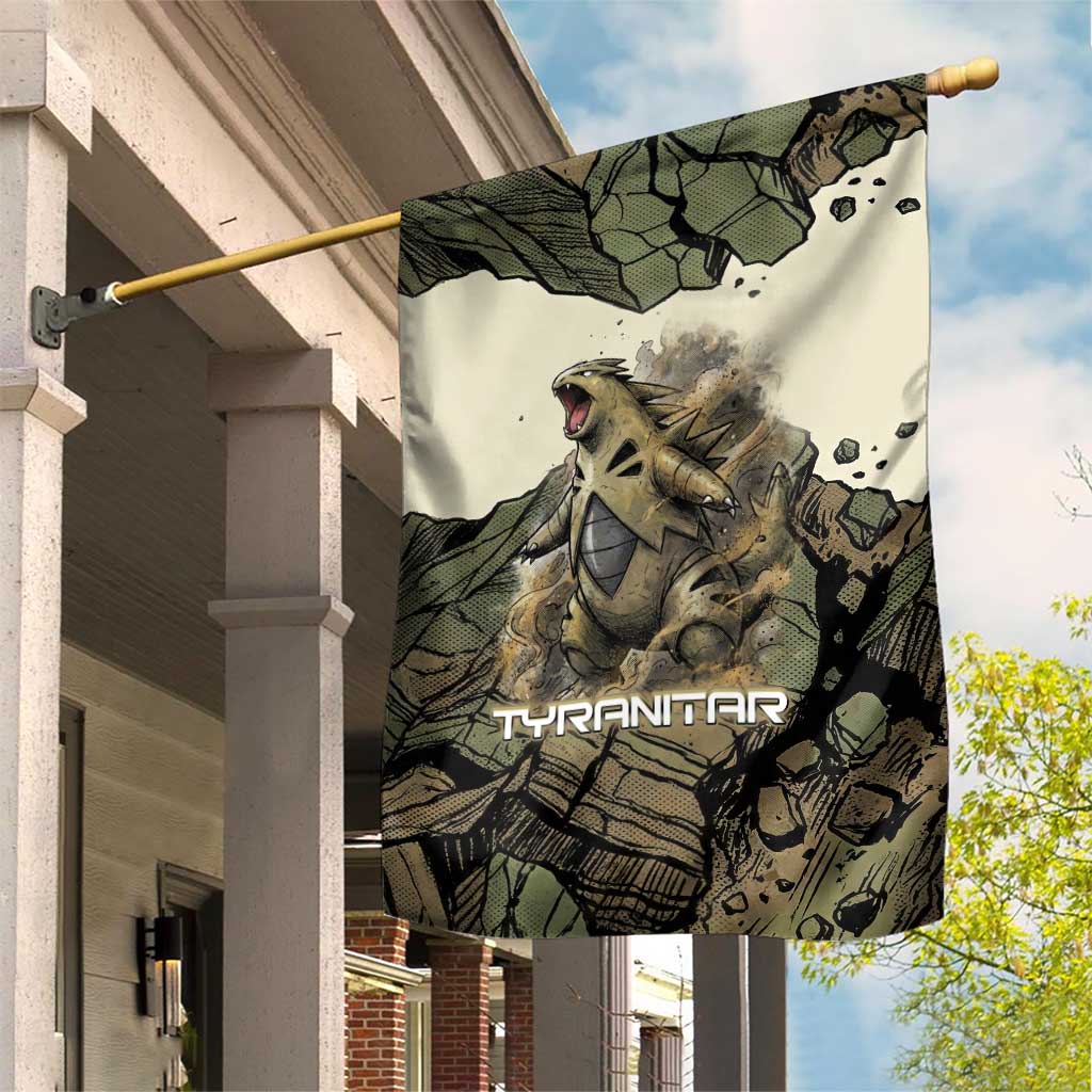 Tyranitar Rock Smash Garden Flag Tyranitar’s Seismic Roar - Monster of the Mountains