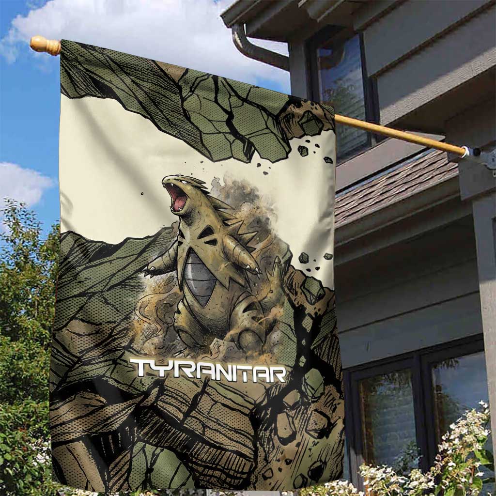 Tyranitar Rock Smash Garden Flag Tyranitar’s Seismic Roar - Monster of the Mountains