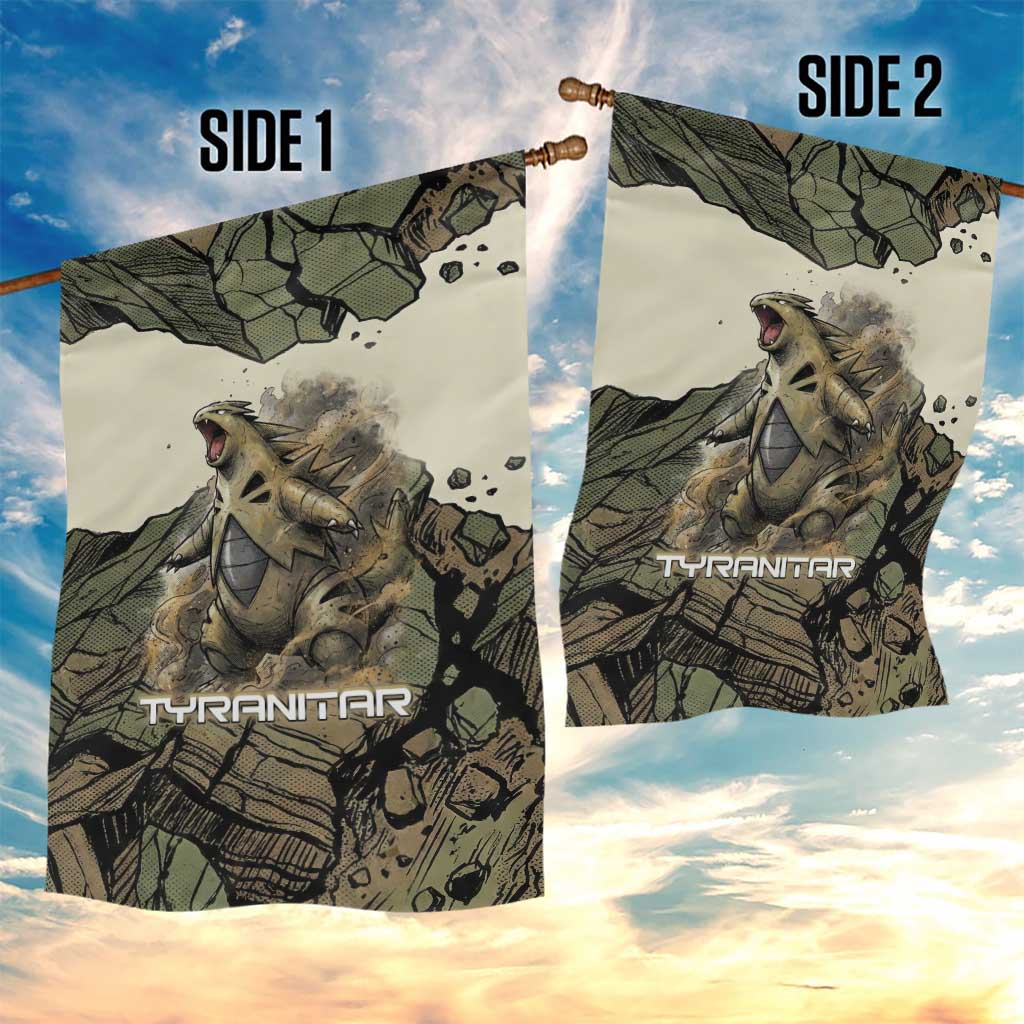 Tyranitar Rock Smash Garden Flag Tyranitar’s Seismic Roar - Monster of the Mountains